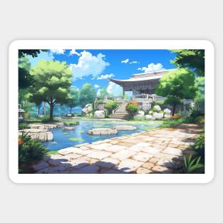 Japanese Temple Landscape – Anime Wallpaper Sticker